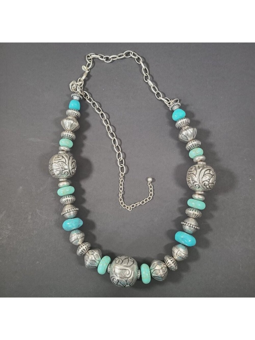 Chico's Silver-Tone Necklace with Turquoise Beads